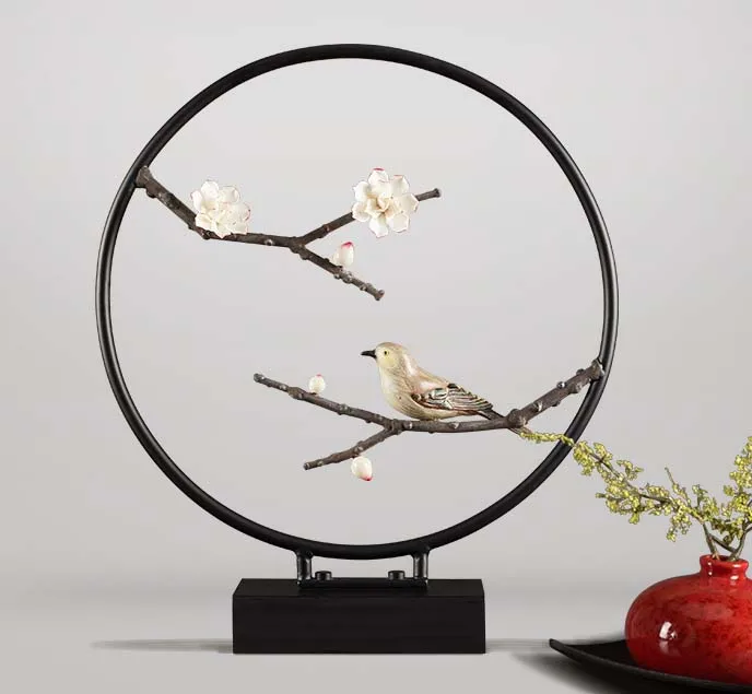 

large -Christmas GIFT TOP COOL office home shop fashion Elegant decorative art -handcrafted Iron animal bird flower art Model