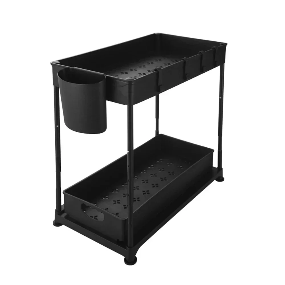 

l Kitchen Under Sink Storage Organizer Bathroom Organizer Shelf 2 Tier Drawer Cabinet Retractable Pull-out Rack Multipurpose Ra