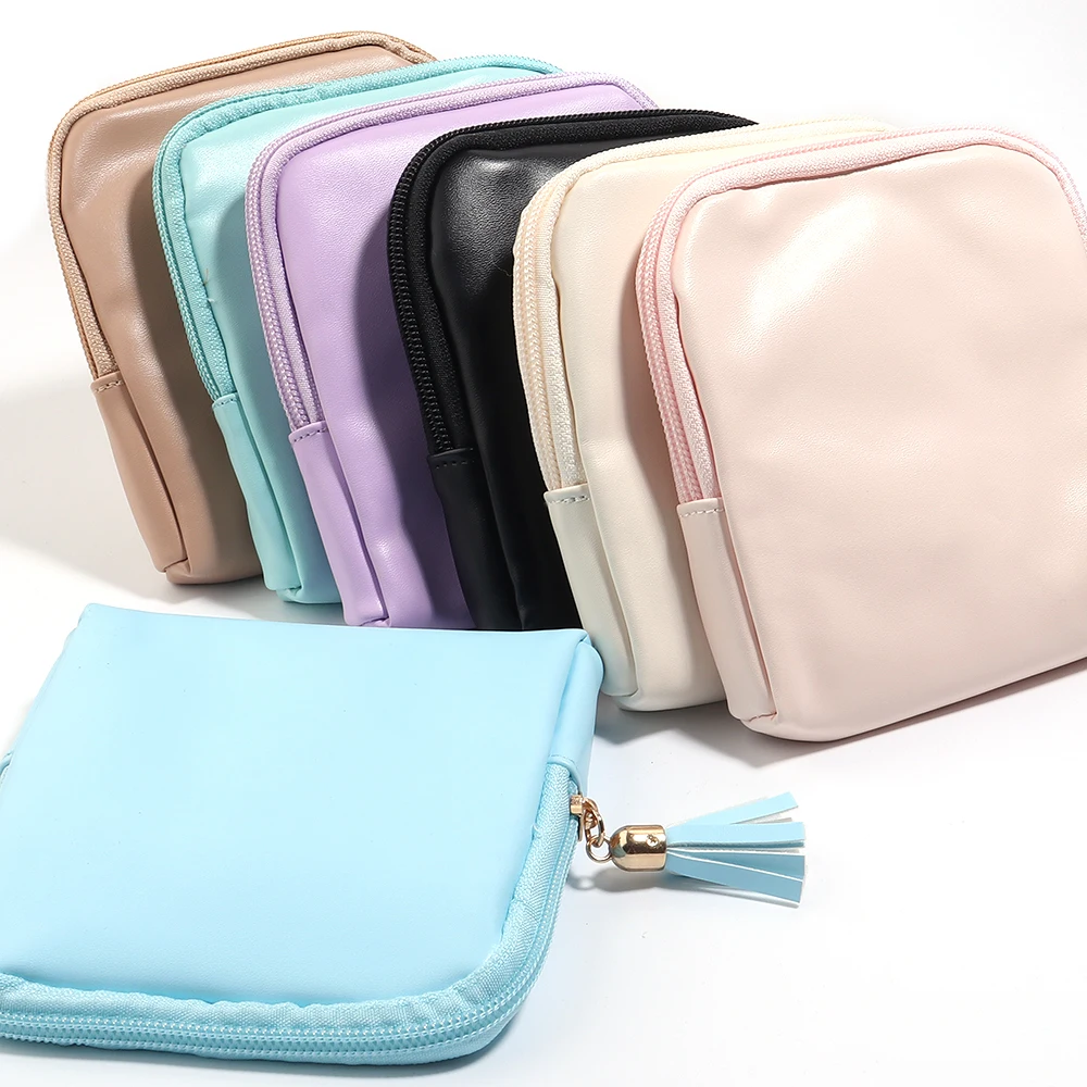 Portable PU Leather Jewelry Storage Bag Travel Cosmetic Bag With Tassel Pendant For Earrings Bracelets Necklace Storage Pouch