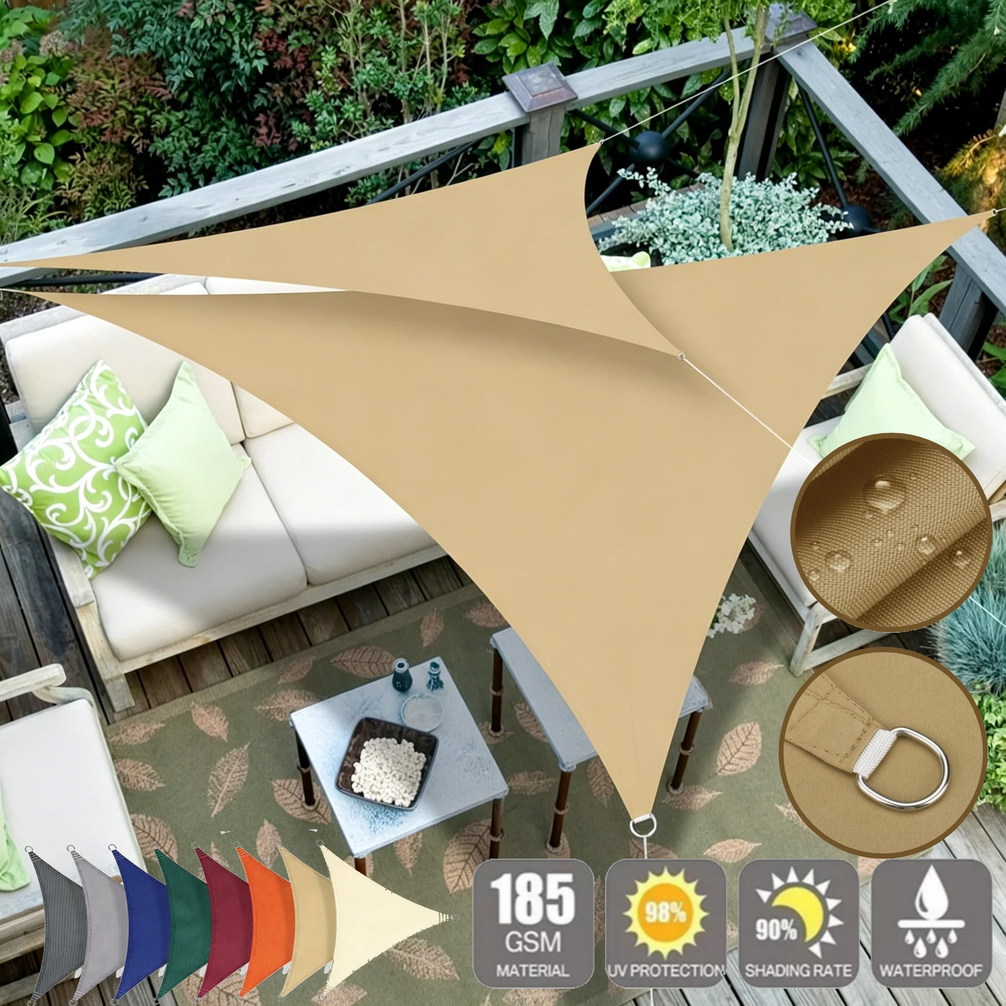 Triangle Sun Shade Sail Waterproof UV Block Outdoor Garden Patio Awning Canopy Triangle Sunshade Sail