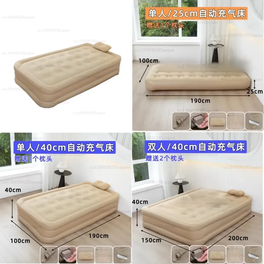 屋外テントキャンプ用ダブルエアマットレスベッド-家庭用ポータブルフロアカバー-防湿植毛内蔵ポンプ