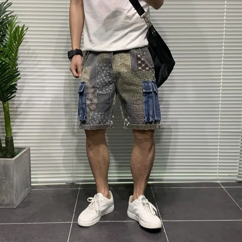 

Men's Workwear Shorts Denim Camo Print Summer Casual Street Style Multiple Pocket Designs