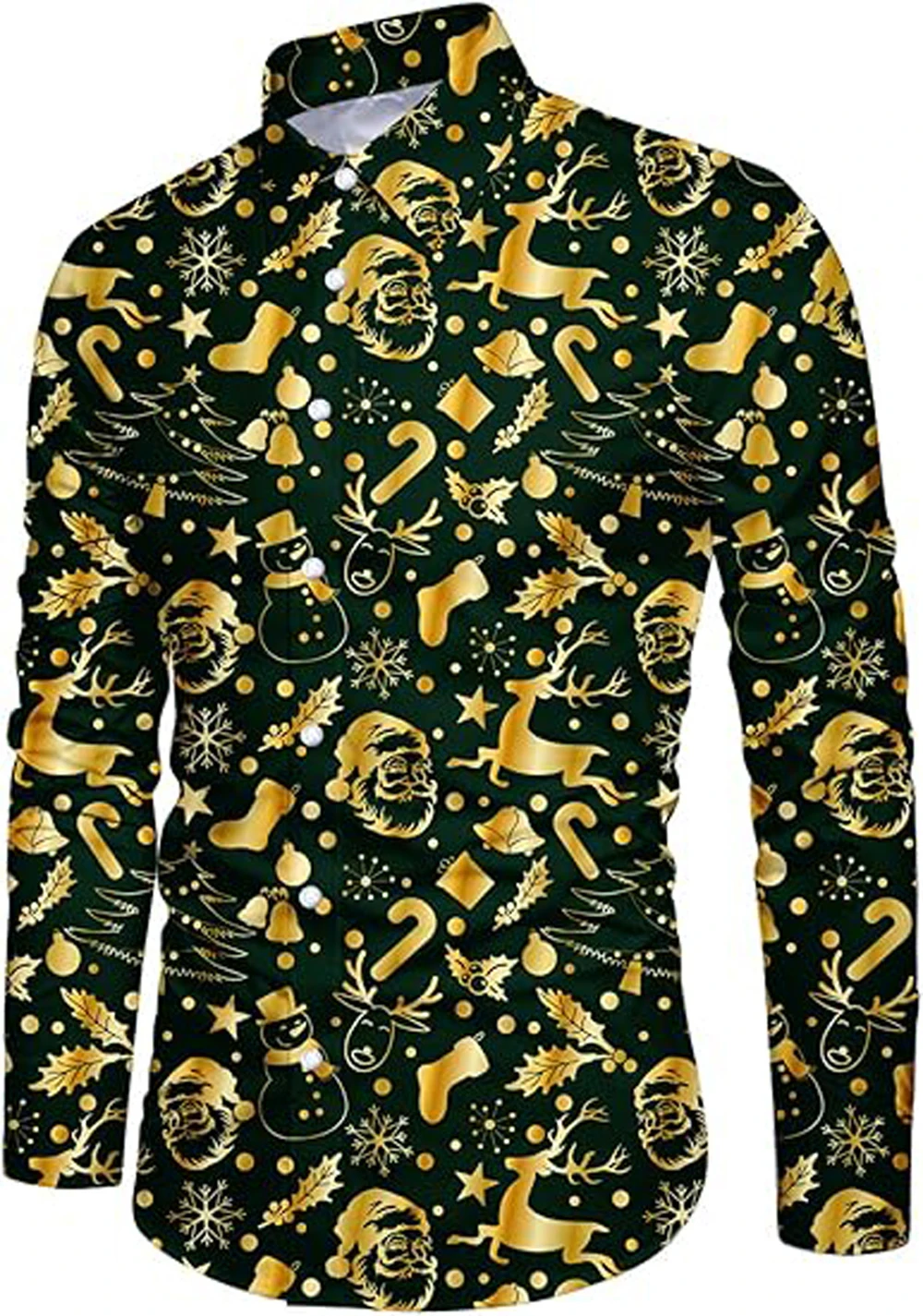 

Men's New Shiny Christmas New Year Gift 3D Printed Shirt Street Casual Home Party Breathable Lapel Button Hawaiian Shirt for You