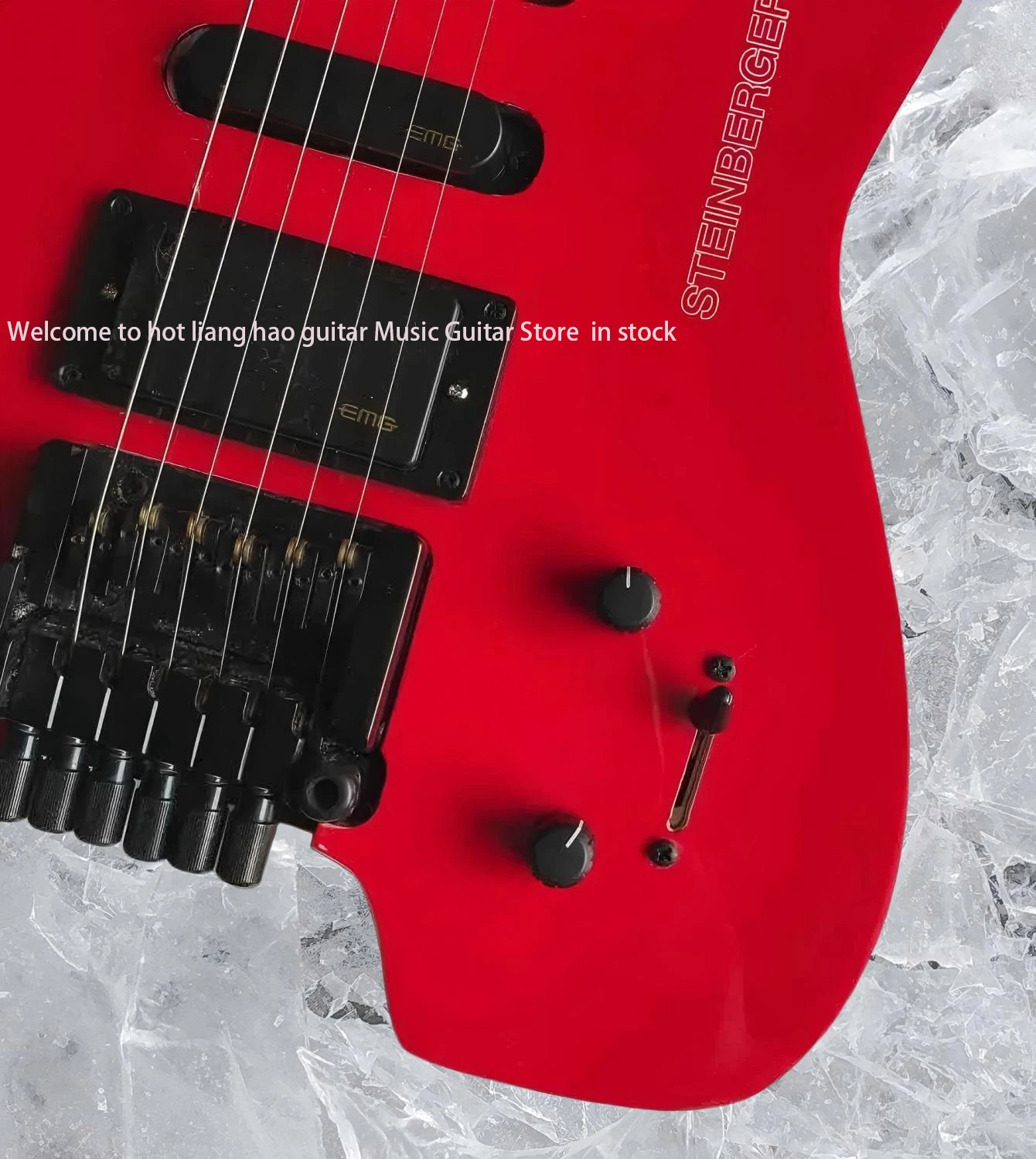 جيتار مقطوعة الرأس بألوان حمراء 6 أوتار على شكل شتاينبرغر موسيقى معدنية محمولة تقبل مخصص بأي نمط #1