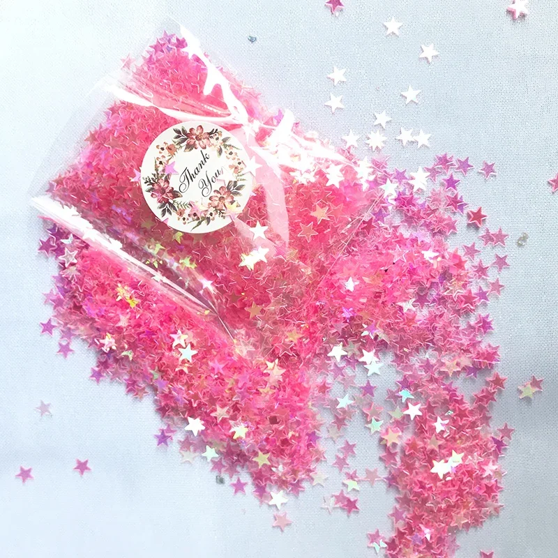 15g Transparent Iridescent Star Glitter Confetti 6MM Pink White Confetti Party Table Scatter Wedding Decor DIY Supplie