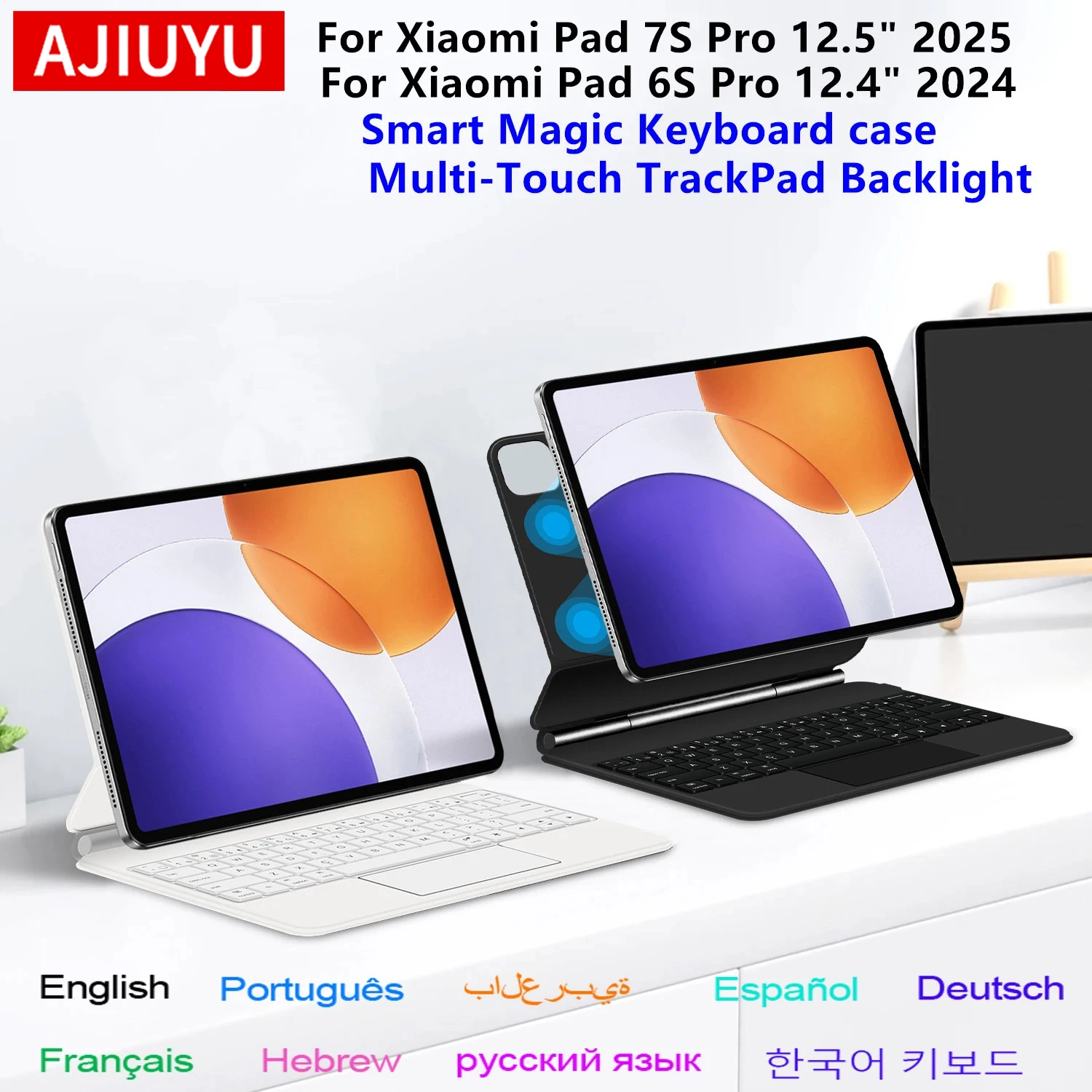 Magic Keyboard For Xiaomi Pad 7S Pro 12.5 inch 2025 Mi Pad 7s 6s Pro 12.4 12.5 Tablet Smart Case Cover Folio Multi-Touch Backlit