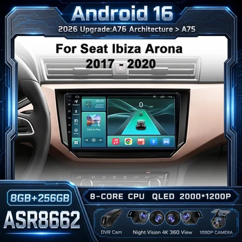 Radio para Auto con CPU A76-ASR8662 y Android 16 para Seat Ibiza Arona 2017-2020, Reproductor Multimedia de Video 2 DIN, Carplay, Pantalla Táctil, Bluetooth, DVD 1