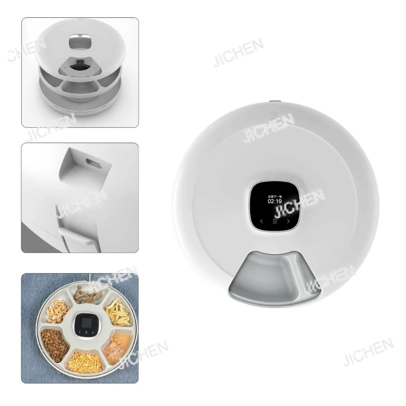 

Neu Timer Meal Cats Dispenser With Detachable Trays Bowl for Snacks Dry Separation Automatical Feeders for Pet