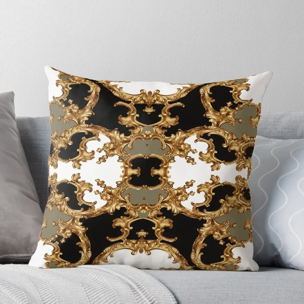 Golden ornamental baroque symmetrical Throw Pillow pillows decor home Cushion Child christmas decorations 2024 Pillow