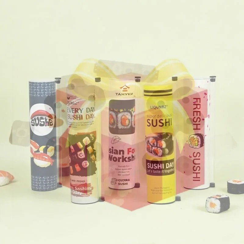 

1Pcs Food Grade Sushi Mold Cone Push Up Paper Bucket Package Paper Box Round Sushi Push Box Wich Sauce Straw Bento Accessories