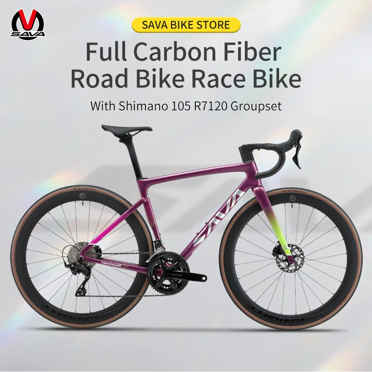 

SAVA R16-7120 Full Carbon Fiber Road Bike 700*25C Adult Road Bike 8.3kg with SHIMAN0 105 7120 Kit 24 Speed CE+UCI Certified