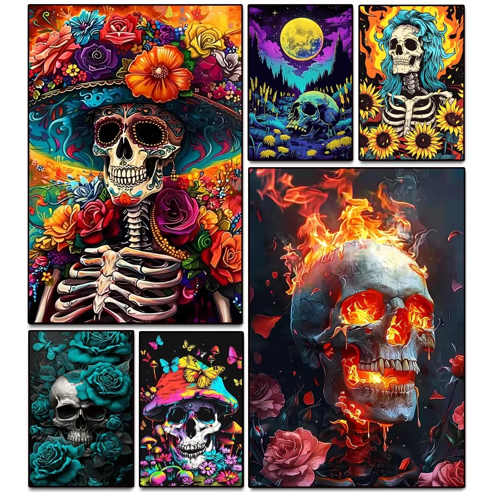 The Skeleton in the Flower Hat Jigsaw Puzzles 500/1000/1200/2000PCS Wall Decor for Living Room Perfect Gift No Frame