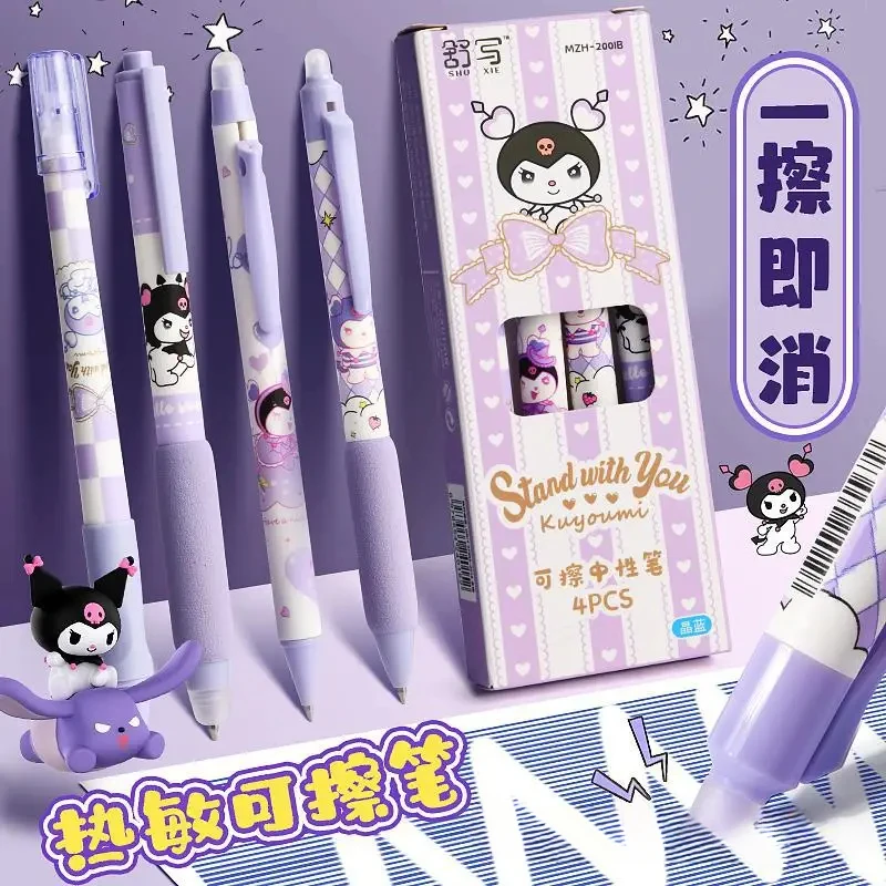 Sanrio Kuromi Erasable Neutral Pen Cute Cartoon New Models Temperature-sensitive Erase Pen School Supplies Birthday Gifts