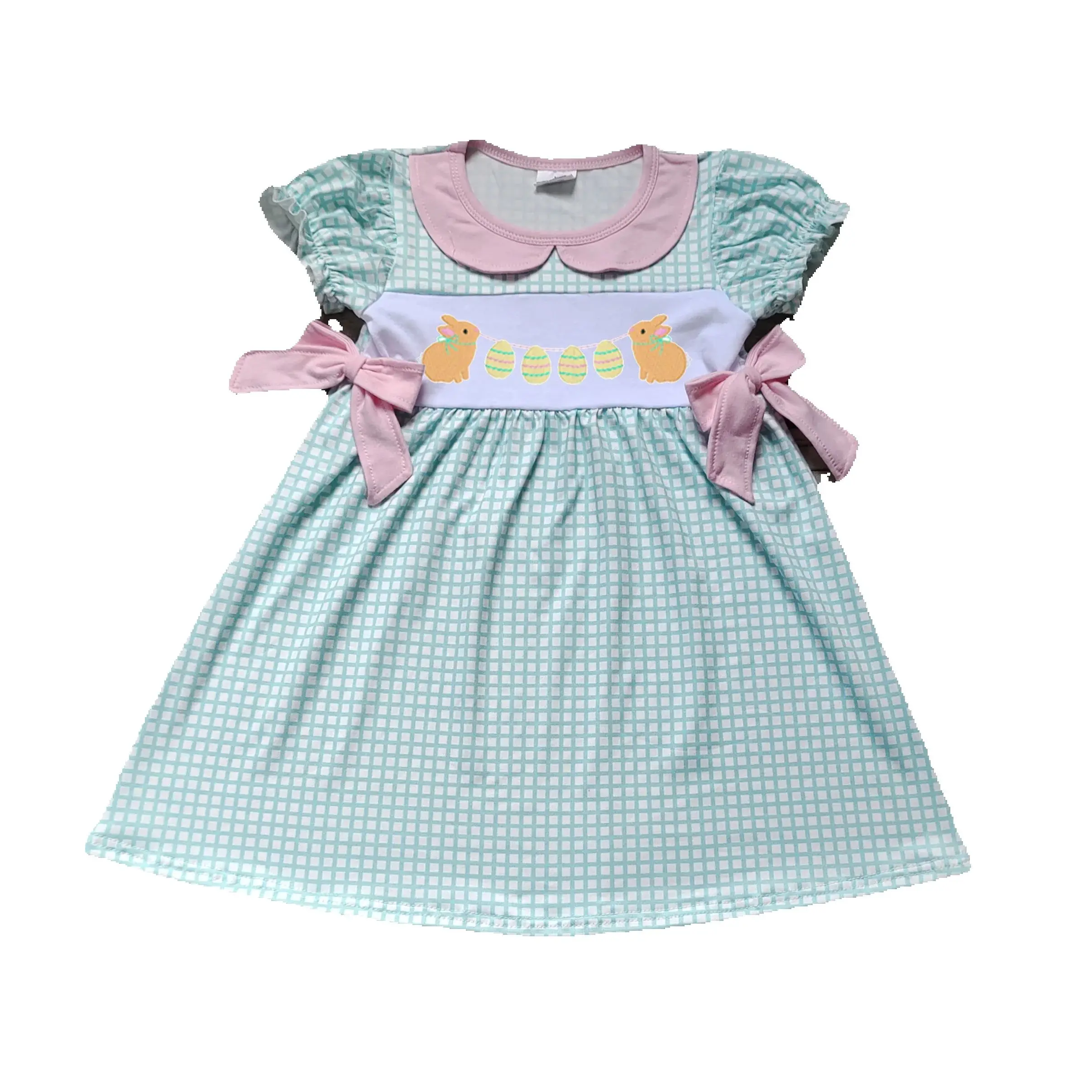

GSD1773 pre-order toddler clothes bunny baby girl easter summer dress embroidery-real pic