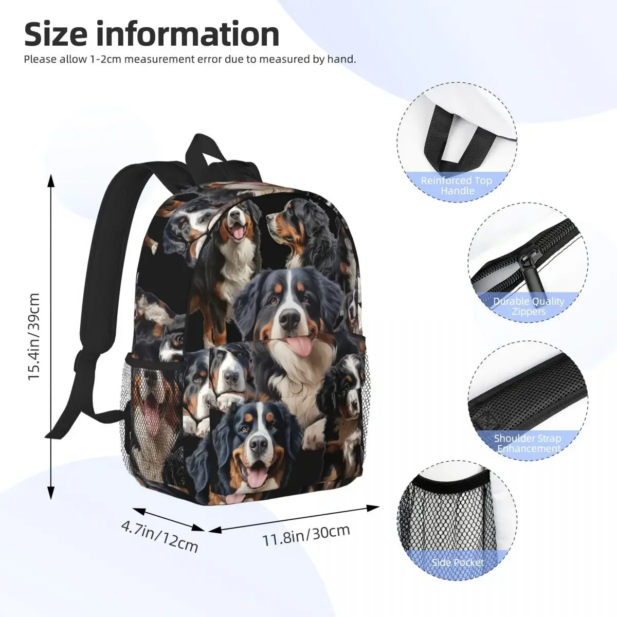 Bernese Mountain Dog Backpacks Boys Girls Bookbag Fashion Children School Bags Laptop Rucksack Shoulder Bag Large Capacity