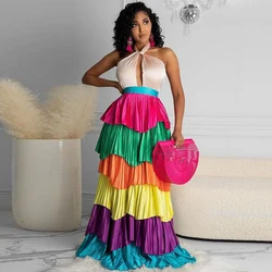 6 Kleuren Gelaagde Rokken Trouwgast Lange Rokken Verjaardagsfeestje Prom Rok Vrouwen Formele Kleding Saias High Street Lady Rok