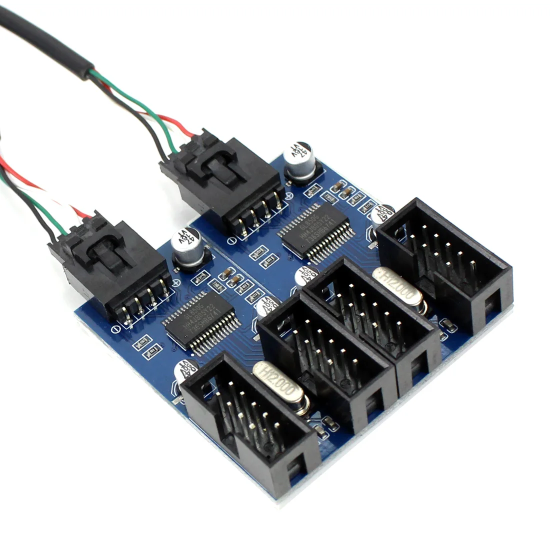 9pin USB رأس ذكر 1 إلى 2 / 4 أنثى تمديد كابل بطاقة سطح المكتب 9 دبوس USB HUB USB 2.0 9 دبوس موصل محول ميناء متعدد