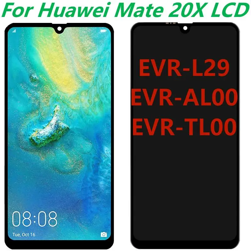 TFT Screen For Huawei Mate 20 X EVR-TL00 AL00 EVR-L29 LCD Display Touch Screen Digitizer Assembly Replacement Parts 100% Tested