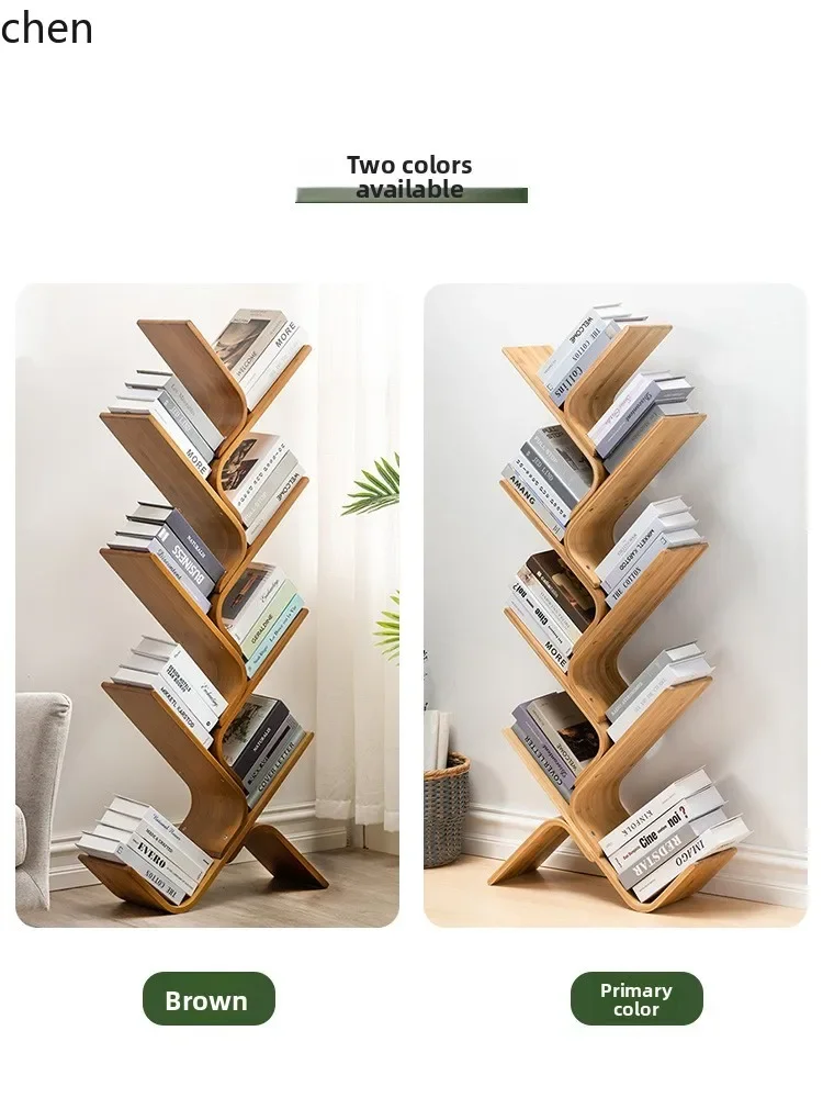 H5.22 tree-shaped small bookshelf shelf floor-to-wall narrow bookcase living room home storage shelf