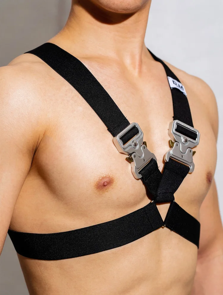 Designer Men Sex Shoulder Straps Harness Metal Buckles Chest Straps Muscular Male Gay Decorated Harness for Man Performance Show