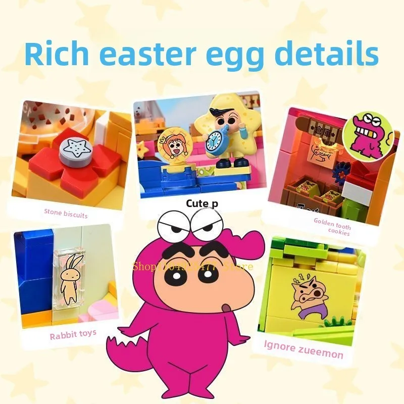 

Keeppley Building Blocks Crayon Shin Chan Crocodile Mountain Biscuit Factory Model Assembly Educational Toys Collection Gift