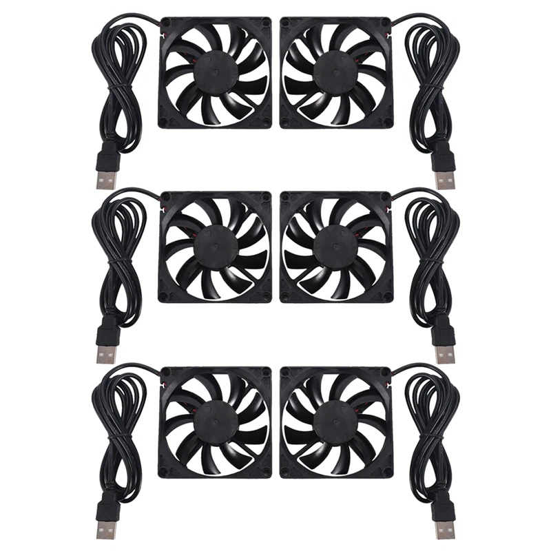 80Mm 5V USB Fan 80Mm 8Cm 8015 Brushless DC Cooling Fan PC Computer Router Case Fan Cooler 6Pcs