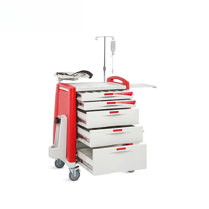 

SKR058-ET Professional 5 Drawers ABS Anaesthesia Drug Cart Medical Emergency Trolley