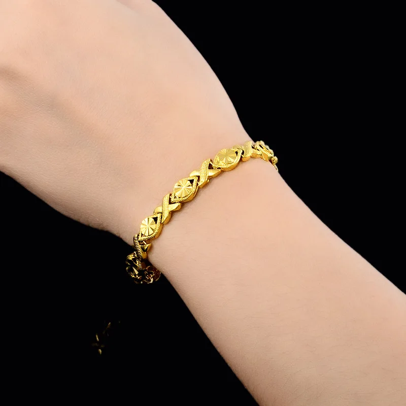 

Luxury 24K 9999 Pure Gold real gold Women's Watch Strap Bracelet Eye Pattern Bracelet