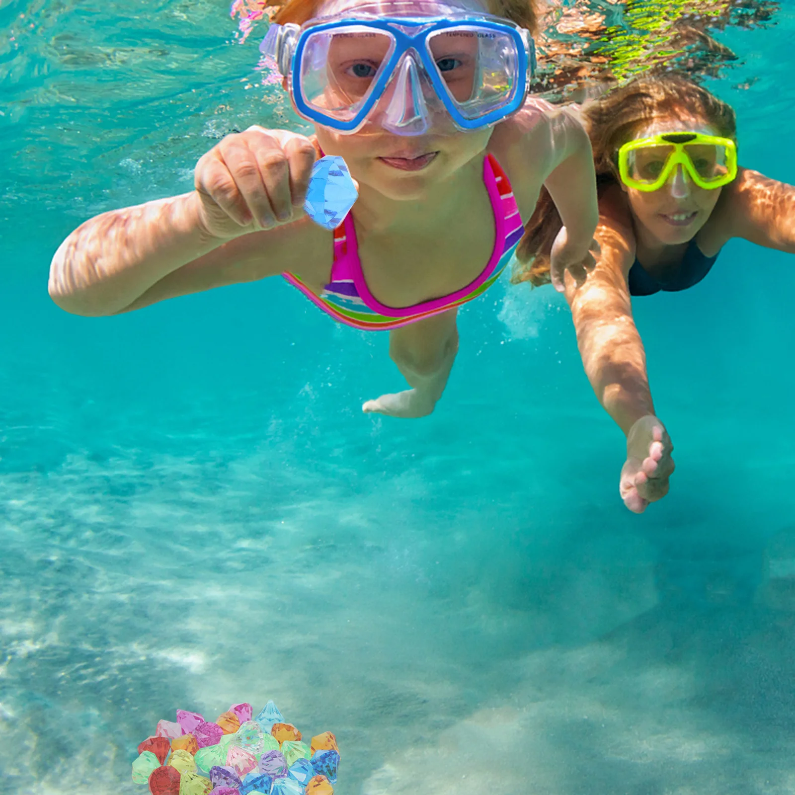 30Pcs Smooth Simulation Gemstone Pool Party Decorations Colorful Lifelike Diving Gems Summer Beach Activities Diving Toy