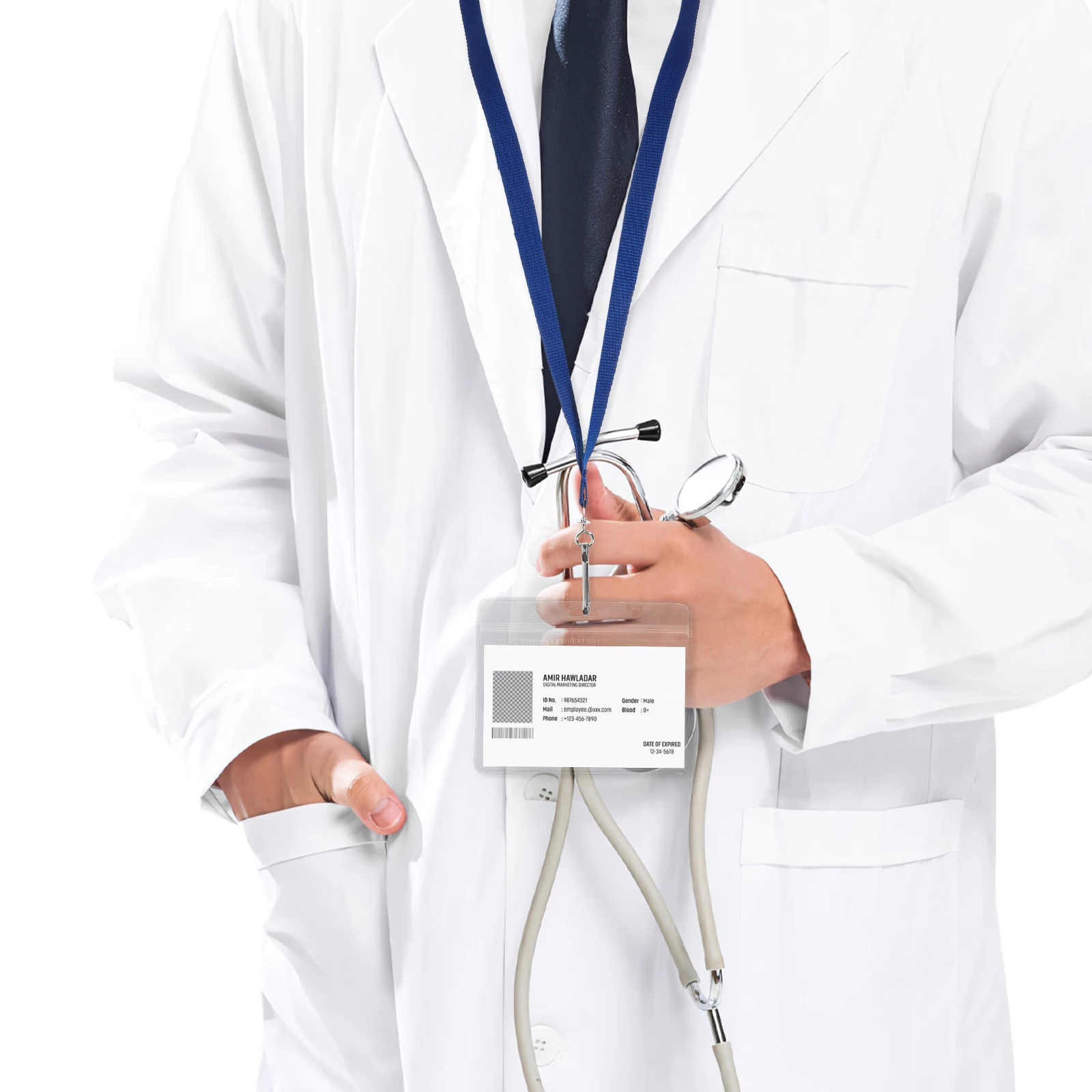 

50 Pcs Transparent Badge Clip Card Protectors Sleeves Clear Cards Holders Name Protective Covers Id Pvc Man Nursing