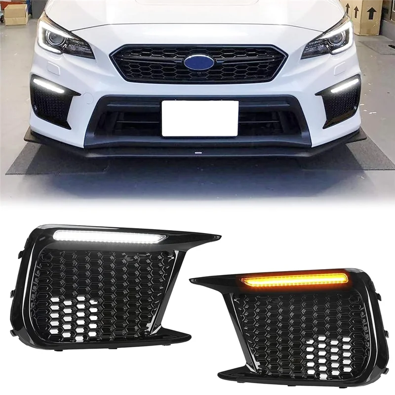 LED Fog Lights Bezel White DRL & Amber Turn Signal For Subaru WRX STI 2018-2021 Replacement 57731VA410 57731VA400 - view 4