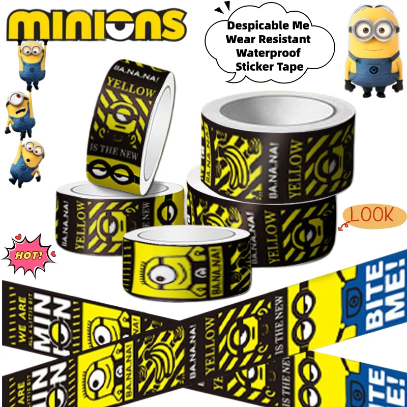 

Despicable Me Minions Animation Peripheral Wear-resistant Waterproof Adhesive Tape Cartoon Kawaii Creative Hand Account Sticker
