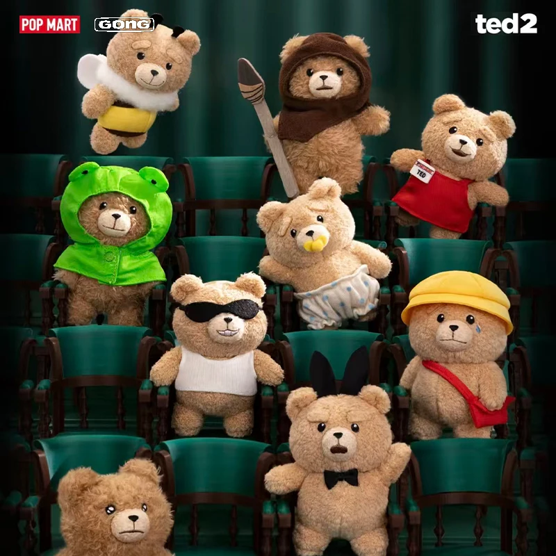 POPMART TED 2 Baby Ted Seria Ruchome Pluszowe Zawieszki Oryginalne Blind Box Lalki Mystery Box Zabawki Kolekcja Anime Figurki Akcji