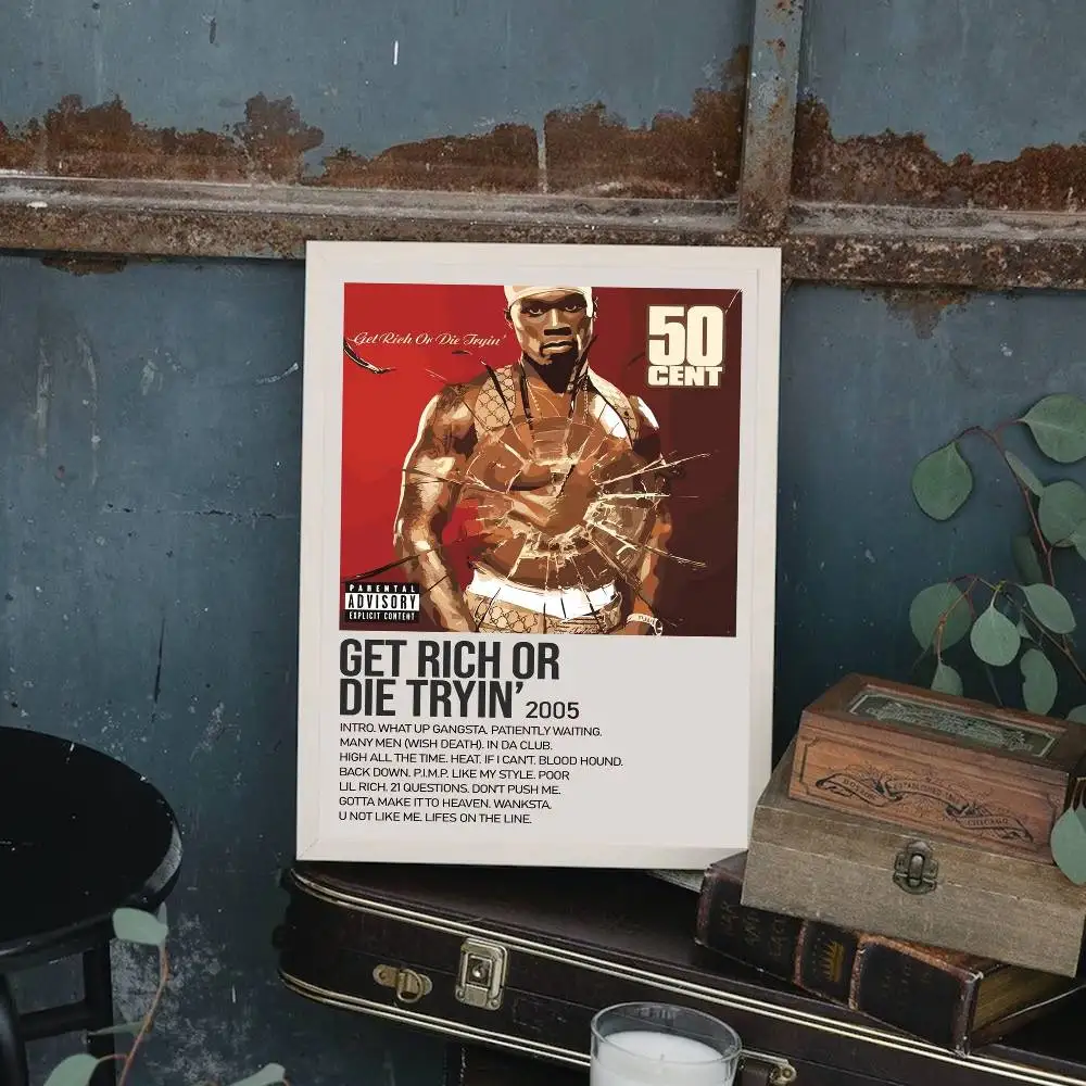 1 قطعة 50 سنتًا احصل على الغنية أو يموت جرب ملصق طباعة لغرفة النوم غرفة المعيشة ديكور المنزل اللوحة جدار الفن HD صورة جدارية #6