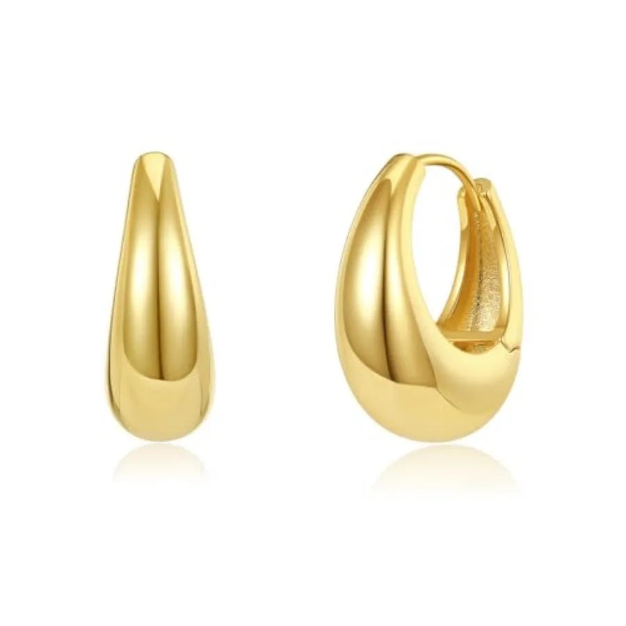 

Chunky Teardrop Hoop Earrings in and, Thick Statement Hoops, 14K Filled, Hypoallergenic, Lightweight, Trendy Gift for Her