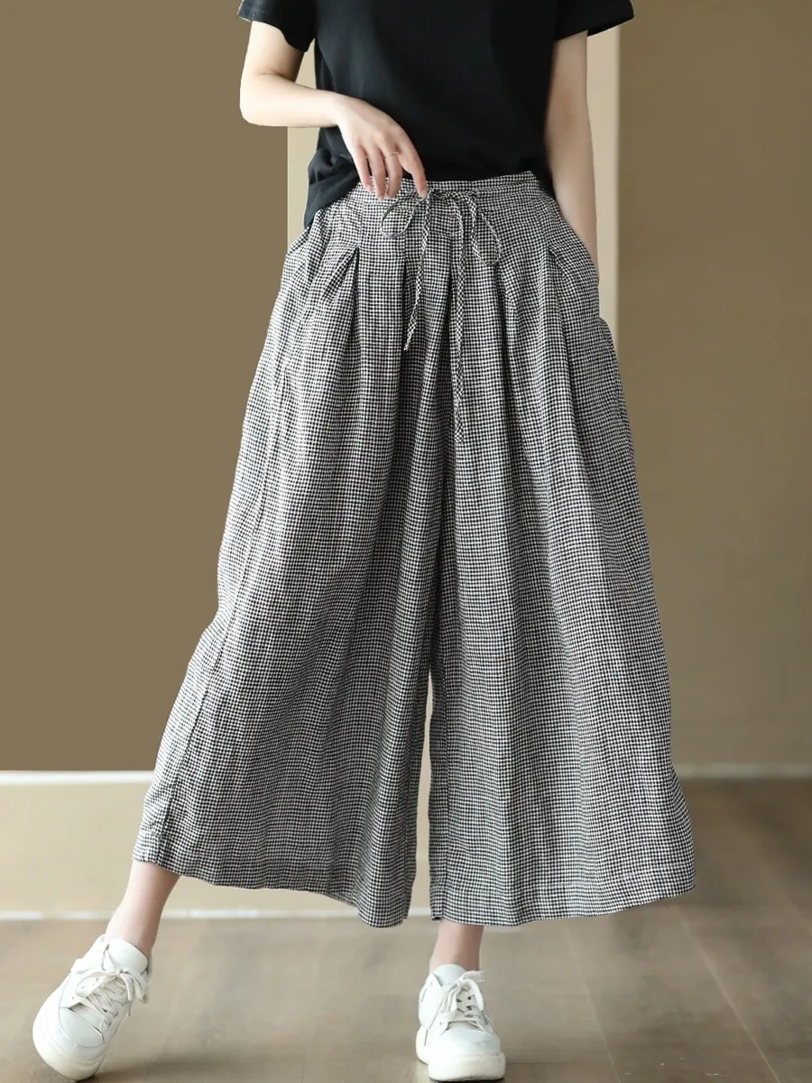 

Японские широкие брюки, юбка, женская летняя тонкая свободная ленивая повседневная широкая брюки, модная юбка с девятью очками