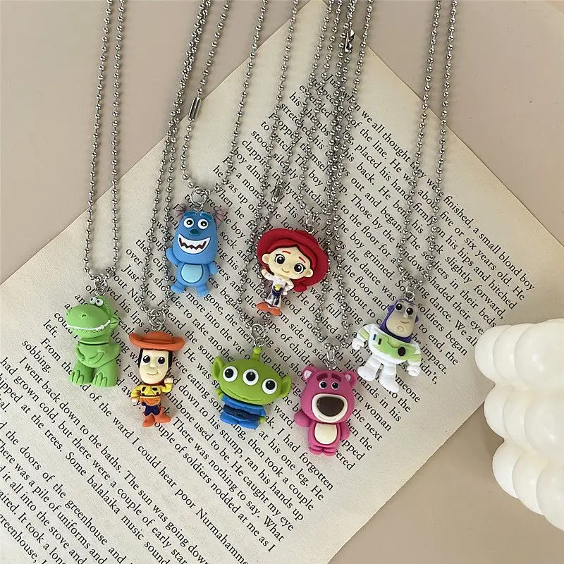

New Disney Toy Story Woody Buzz Lightyear Alien Anime Cartoon Necklace Creative Personality Clavicle Chain Clothing Accessories