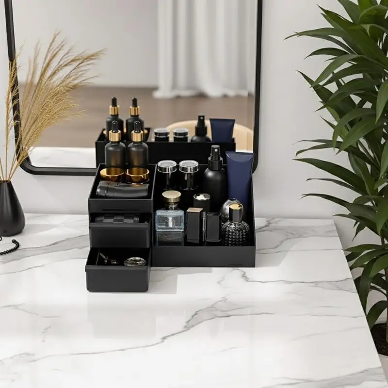 Cologne Organizer For Men Customizable Drawer Insert Adjustable Compartments For Large Or Small Bottles Storage