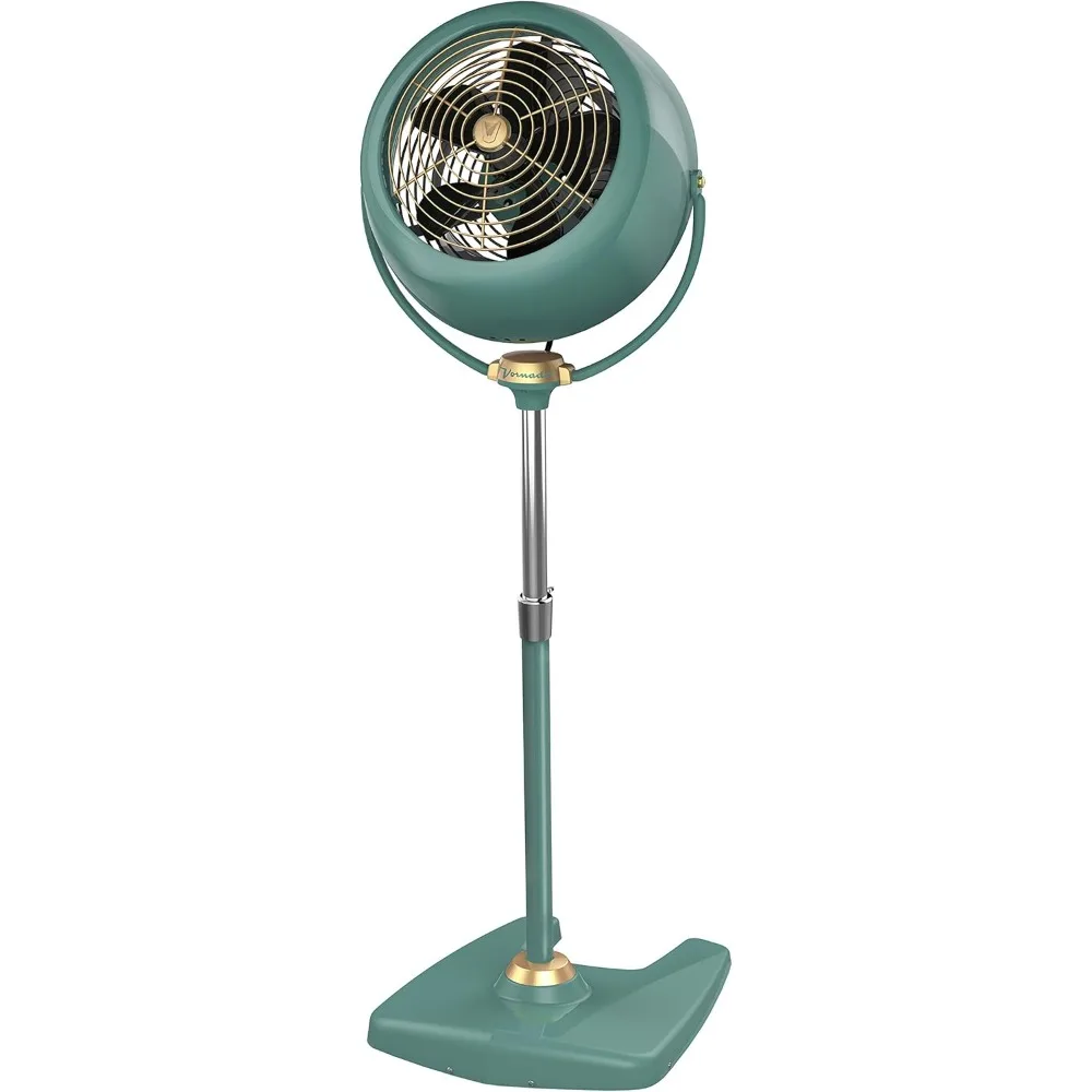 VFAN Sr. Pedestal Vintage Fan Retro Metal Standing Air Circulator for Cooling & Decor 3 Speeds, Adjustable Tilt Green