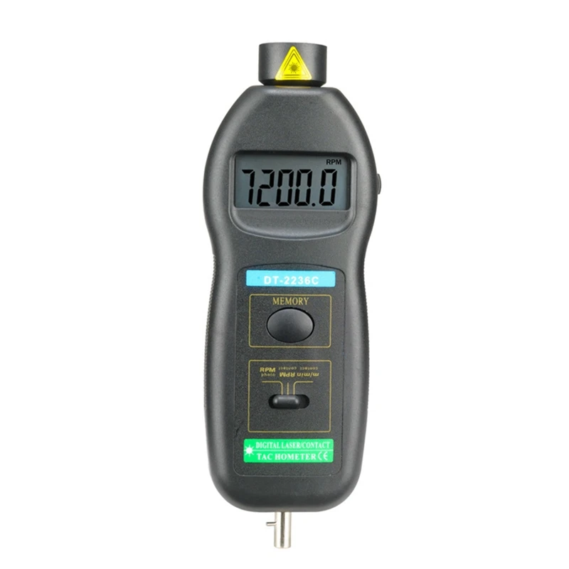 1 Piece DT2236C Speed Detector Meter Laser Tachometer As Shown LED Digital Optical Contact Tachometer Detector Meter