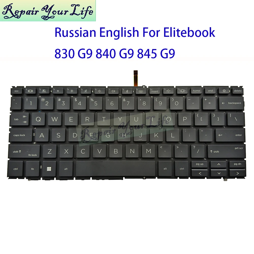 

US Russian Keyboard Backlight For HP EliteBook 830 845 840 G9 840 845 G10 M93407-001 RU English Laptop Backlit Keyboards AI Key