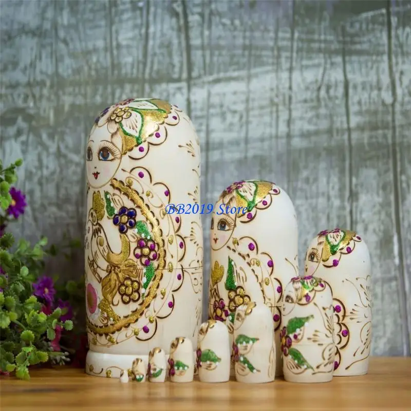 Q0KB Russische Nistpuppen 10 Teile handgemalte Spielzeug traditionelle matryoshka traditionelle russische Stapelpuppe