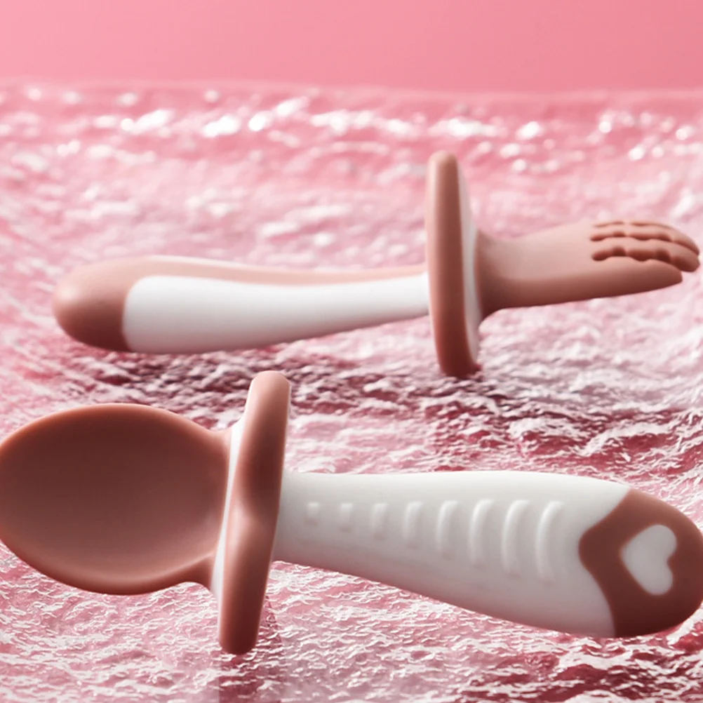 

1 комплект детской ложки и вилки, силиконовая тренировочная посуда, прочный, легкий, компактный, экологически чистый, безопасный для длительного использования