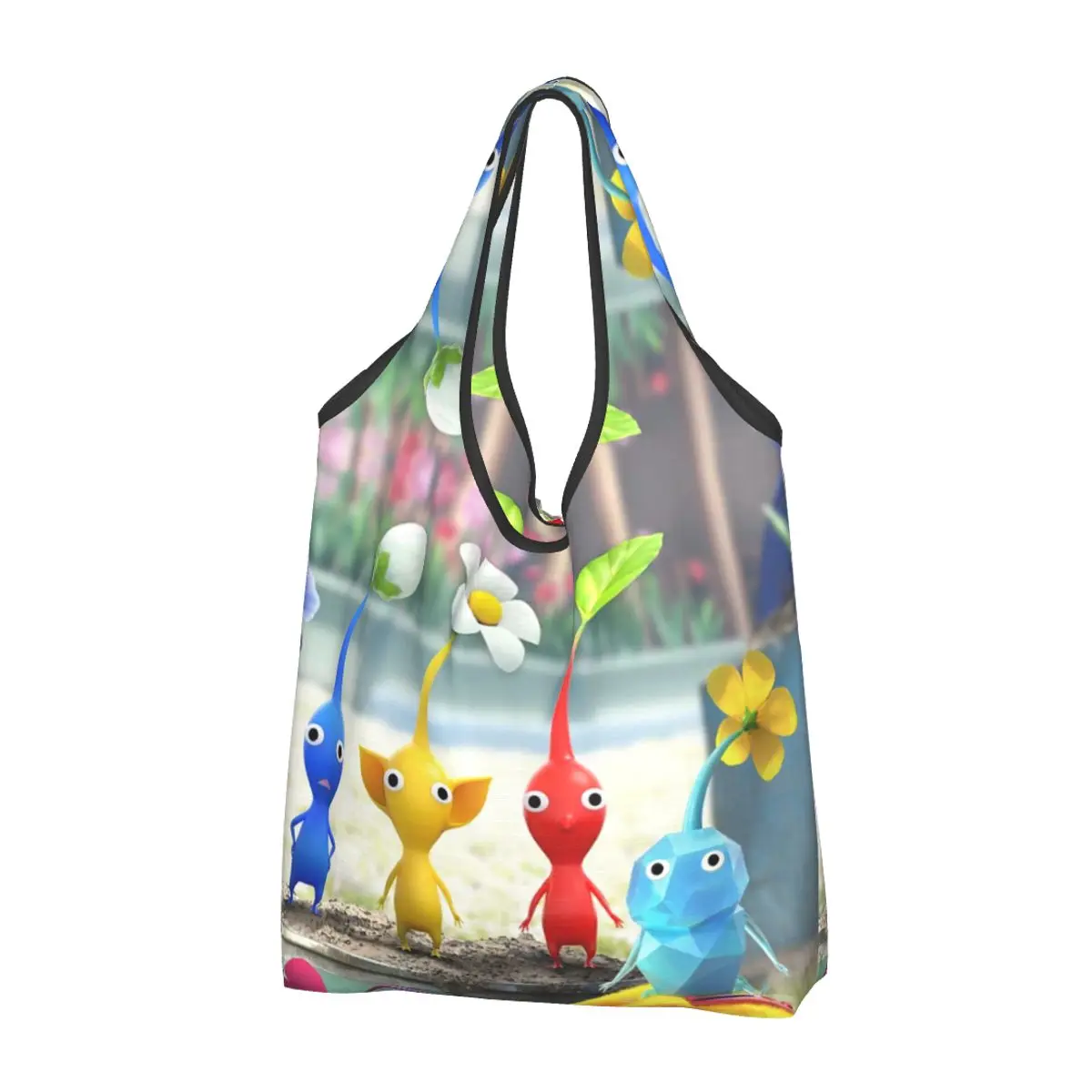 

Pikmin 4, портативная сумка-тоут для покупок, многоразовая сумка для покупок, продуктовая сумка, сумка на плечо