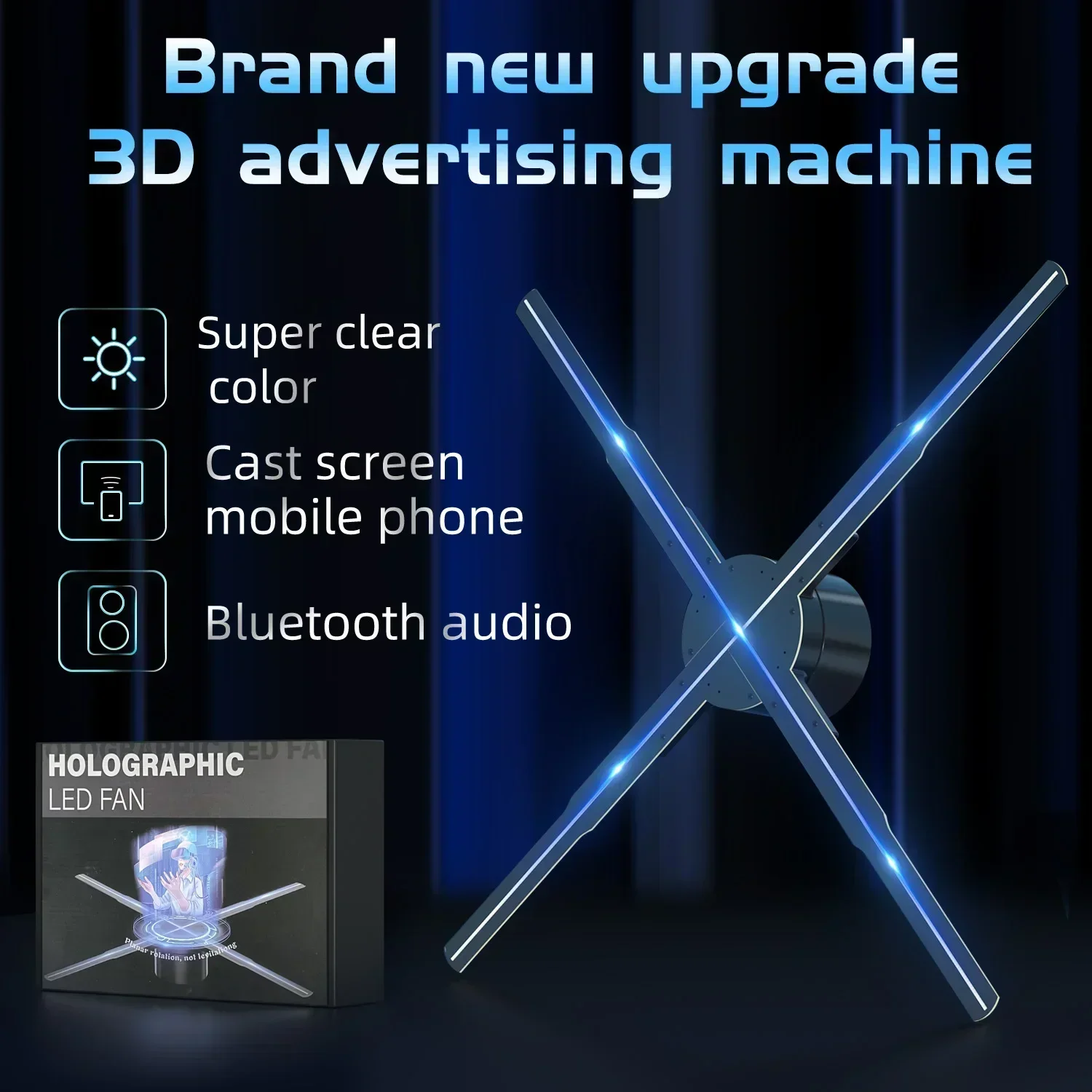 3D fan hologram projector, Wifi display, advertising logo light, LED holographic sign lamp,