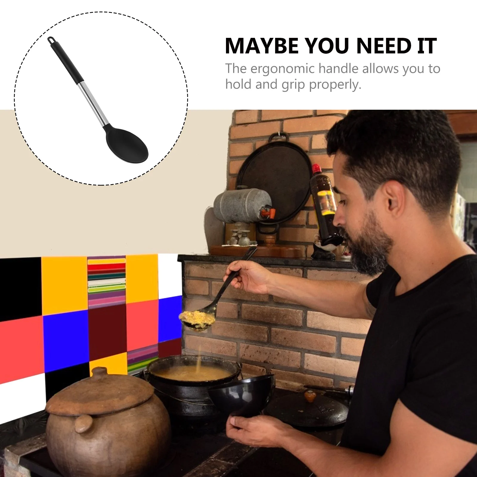 

Nonstick Silicone Cooking Spoon Kitchen Utensils Multifunctional Gel Spoons for