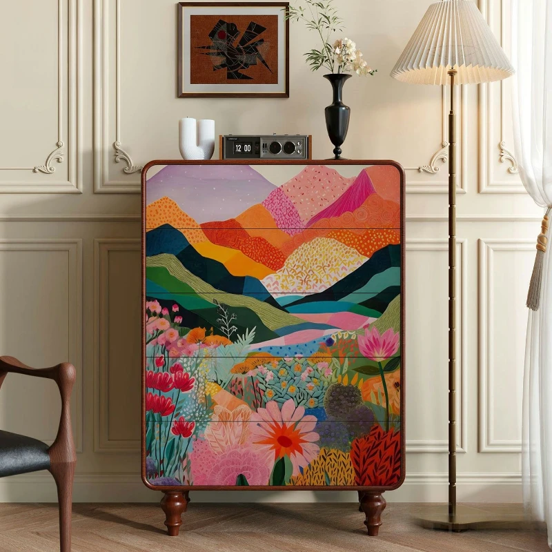 

Dopamine color alpine flower living room solid wood entry chest of drawers Matisse abstract dining aisle entrance decoration