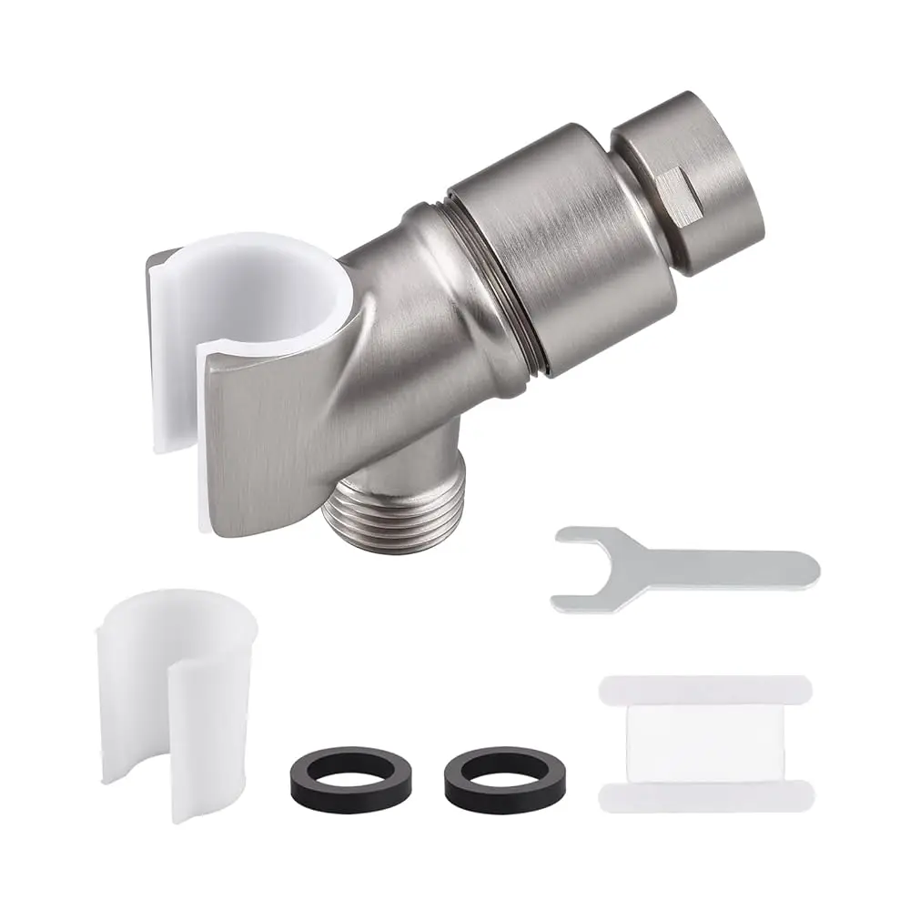 

All Metal Handheld Shower Head Holder, Adjustable Shower Wand Holder with Brass Pivot Ball，Shower Arm Holder Mount for Connec