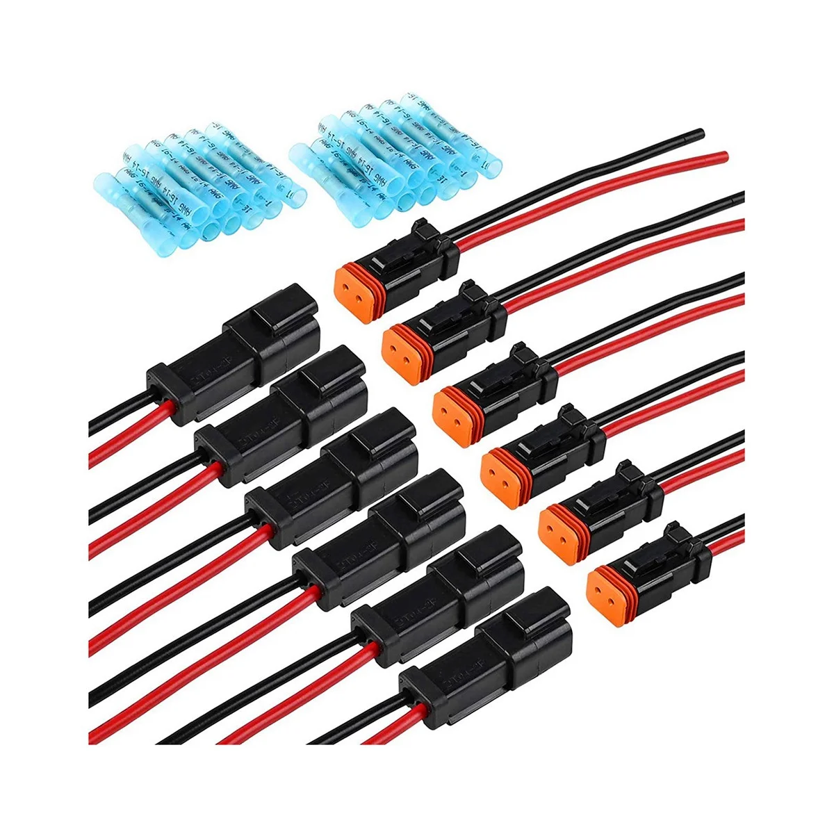 6 Pair DT 2 Pin Pigtail Kit Male Female Connector Adapter Socket Wiring Harness for LED Work Light Bar Accessories