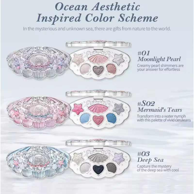 Flower Knows Shell's Jewel Collection 6-Color Eye Shadow Makeup Palette Pressed Glitter Eyeshadow Paletas Flowerknows